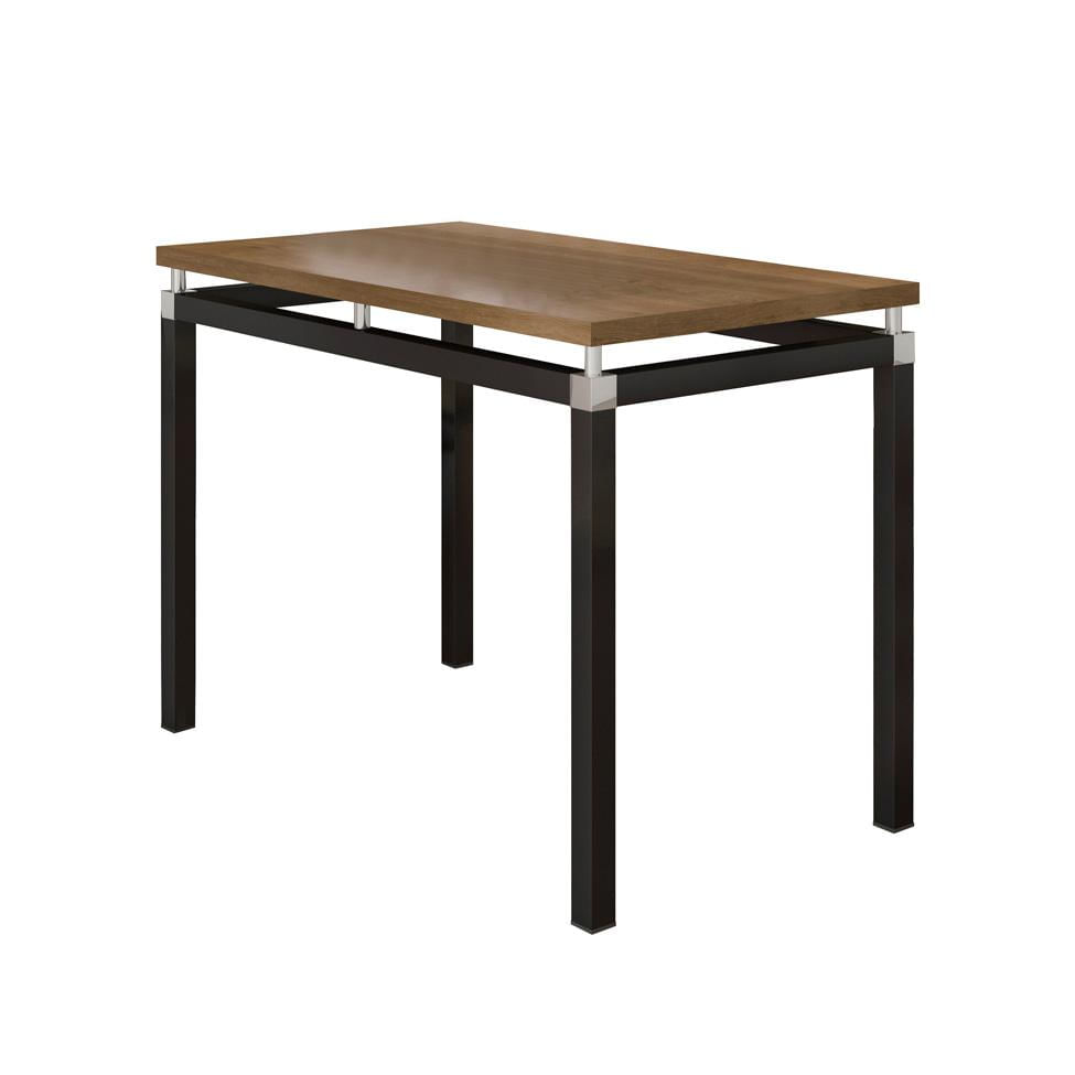 Conjunto de Mesa Retangular com Tampo de MDP Marrom Copenhague e 4 Cadeiras Monterrey Revestimento Sintético Florido Preto e Branco