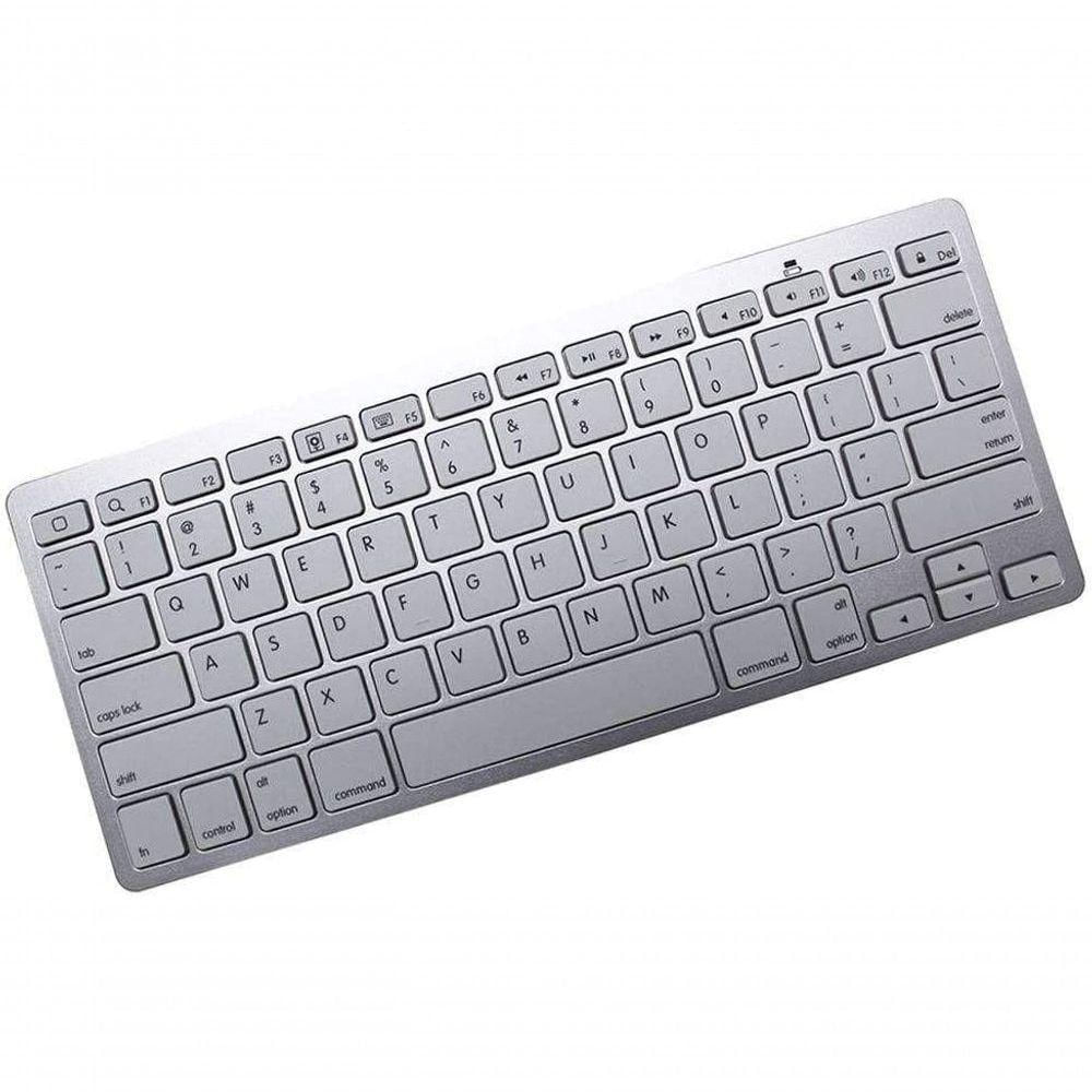 Mini Teclado Bluetooth Sem Fio Para Tablet E Celular Prata / Branco - P/ Ios