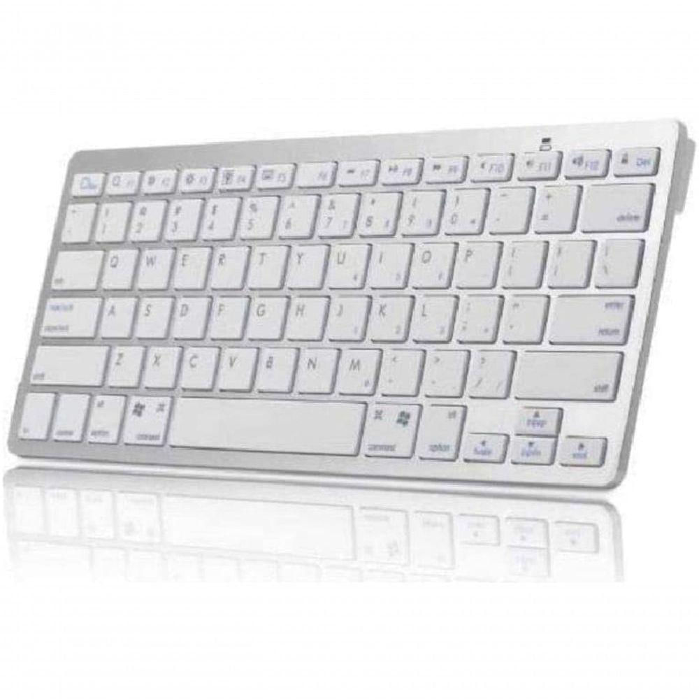 Mini Teclado Bluetooth Sem Fio Para Tablet E Celular Prata / Branco - P/ Ios