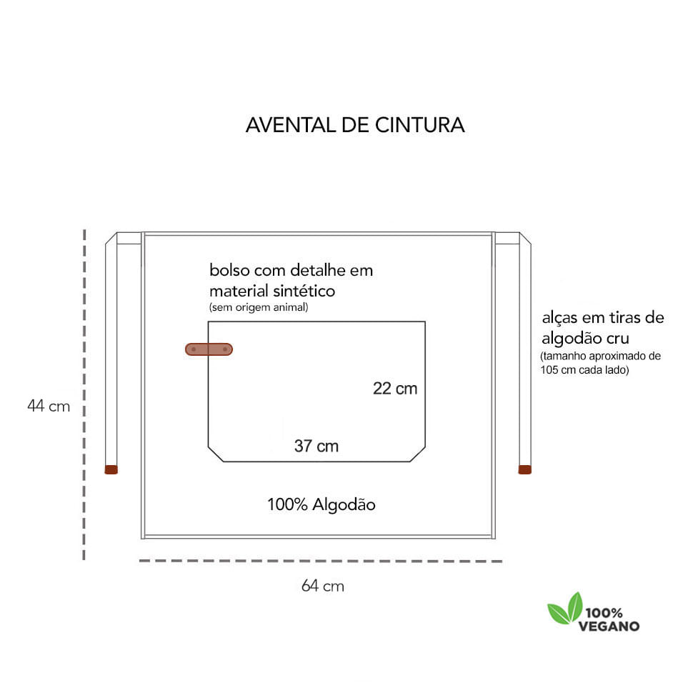 Avental de Cintura Verde Bandana Algodao Cozinha Bar Vegano