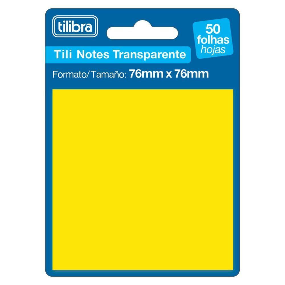 Bloco Adesivo Tili Notes Transparente 76x76mm 50 Folhas Tilibra Amarelo