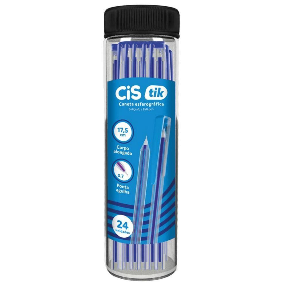 Pote Caneta Esferográfica Tik Cis - Azul 0.7mm C- 24 Unidades