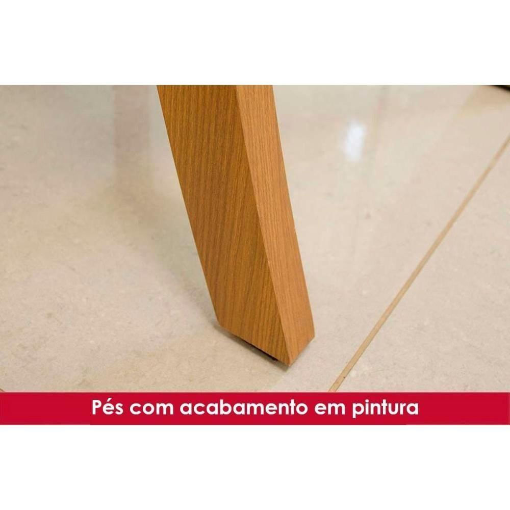 Conjunto Mesa De Cozinha Epic Tampo Madeirado Com Vidro 160x90cm E 6 Cadeiras Bella Nature Linho Henn