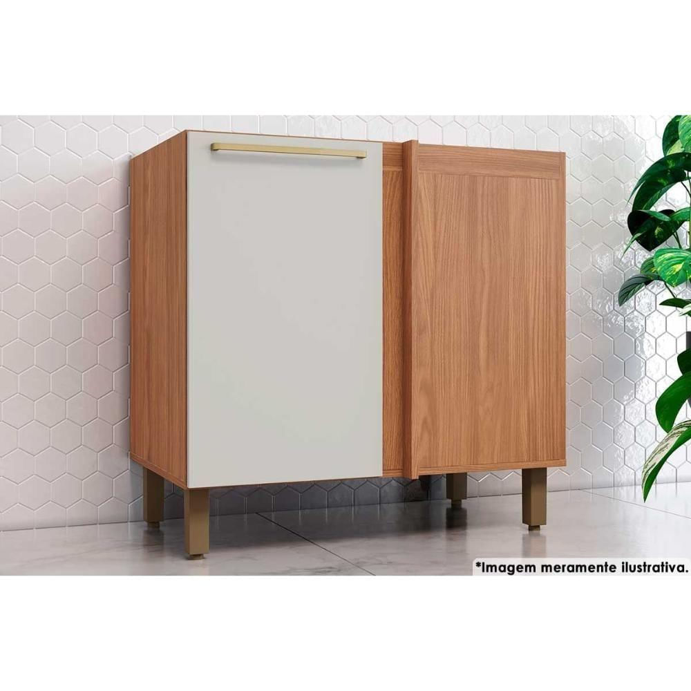 Gabinete De Cozinha Modulado Balcão Requinte Canto Reto Com 1 Porta Sem Tampo 84cm Nature Areia