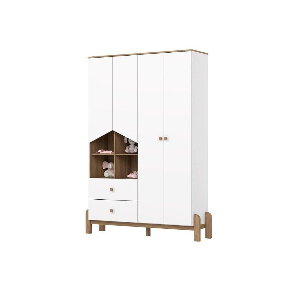 Guarda Roupa Bebê Ternura C- 4 Portas E 2 Gavetas Branco-jequitiba - Henn