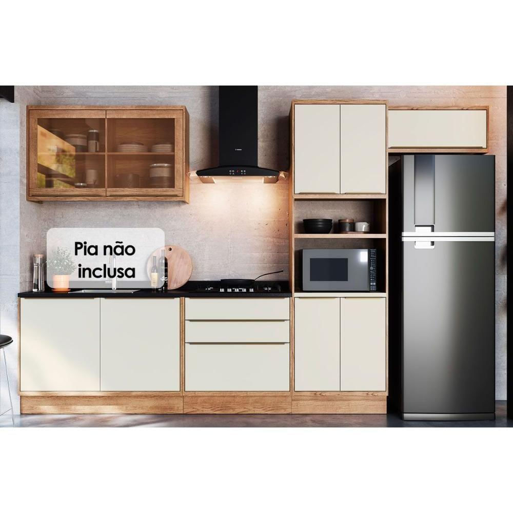 Kit Cozinha Modulada 6 Peças Versalis 2 Aéreos + 2 Balcões+ 1 Paneleiro + 1 Complemento C6p162 Freijó Cinza Argila Herval