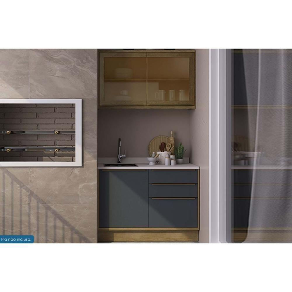 Cozinha Modulada Completa Versalis 2 Peças 1 Aéreo + 1 Balcão C2p168 Freijó Grafite Herval