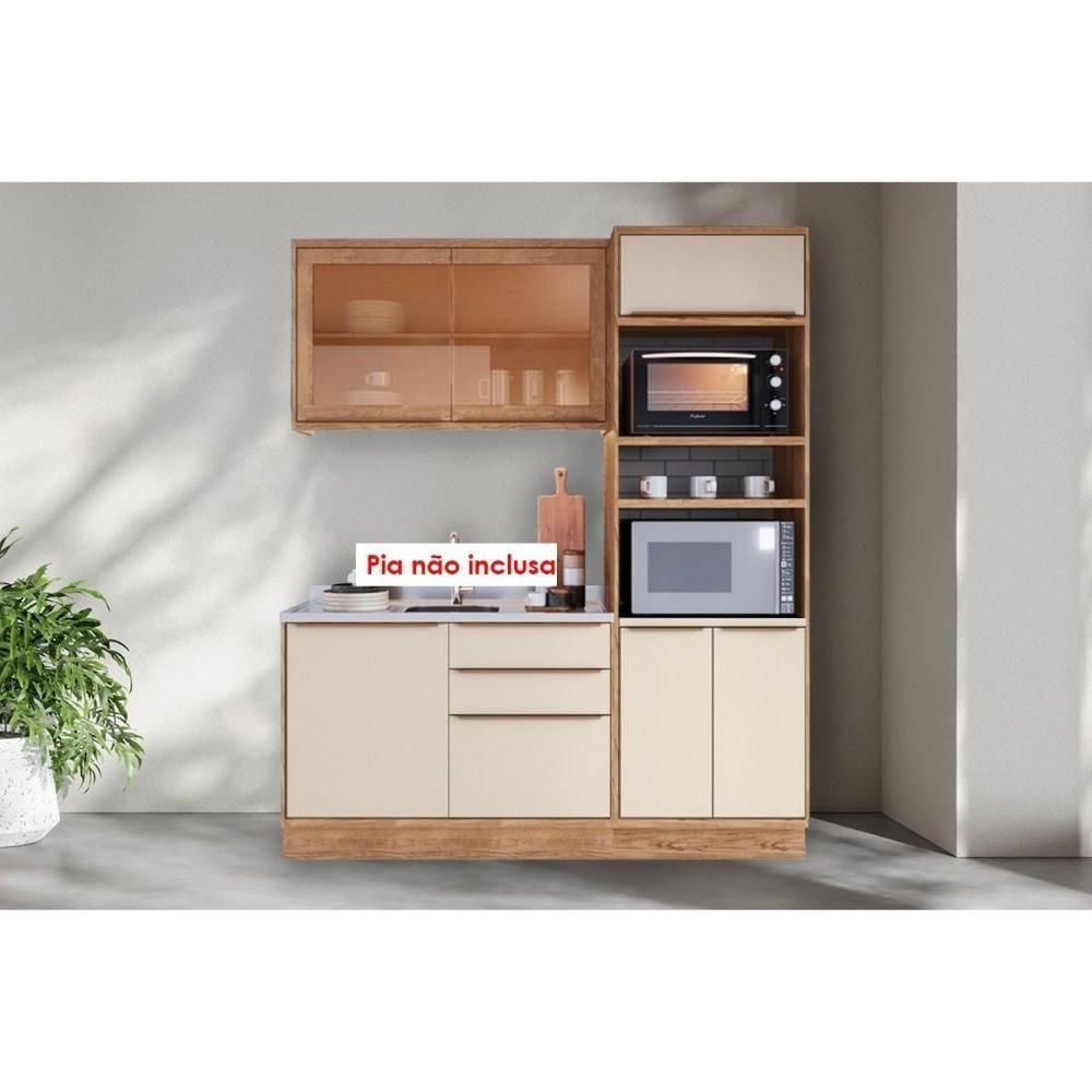 Kit Cozinha Modulada 3 Peças Versalis 1 Aéreo + Balcão + 1 Torre Quente C3p192 Freijó Cinza Argila Herval