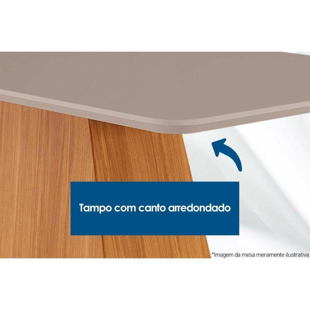 Mesa Para Cozinha Italia Com Tampo Madeirado Com Vidro Curvo 170x90cm Cedro Off White Dj Móveis