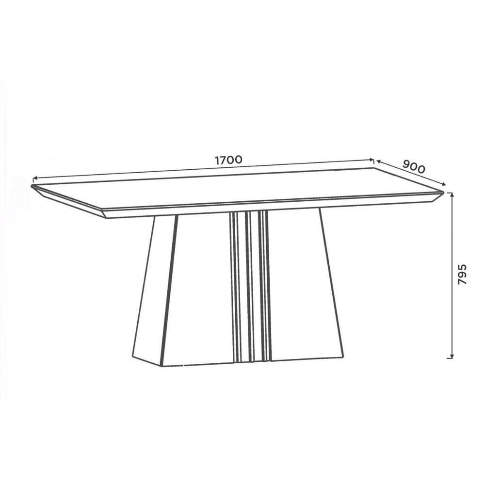 Mesa Para Cozinha Italia Com Tampo Madeirado Com Vidro Curvo 170x90cm Cedro Off White Dj Móveis