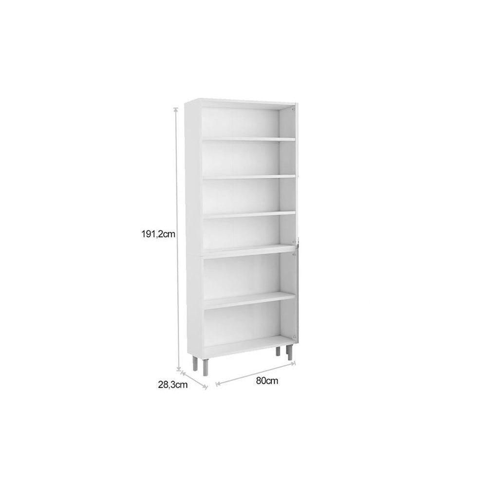 Cristaleira De Cozinha Paneleiro Evidence 7039 Com 6 Portas 2 Com Vidro 80cm Branco Preto Bertolini