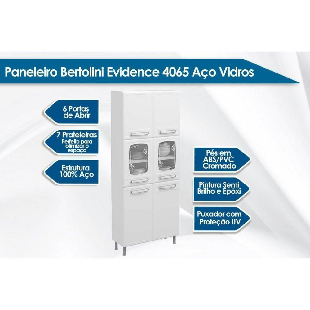 Cristaleira De Cozinha Paneleiro Evidence 7039 Com 6 Portas 2 Com Vidro 80cm Branco Preto Bertolini