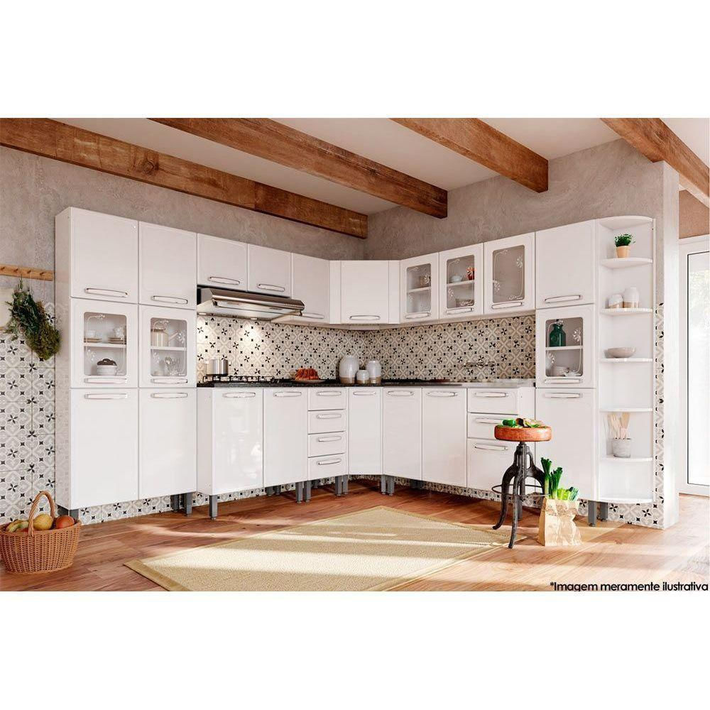 Cristaleira De Cozinha Paneleiro Evidence 7039 Com 6 Portas 2 Com Vidro 80cm Branco Preto Bertolini