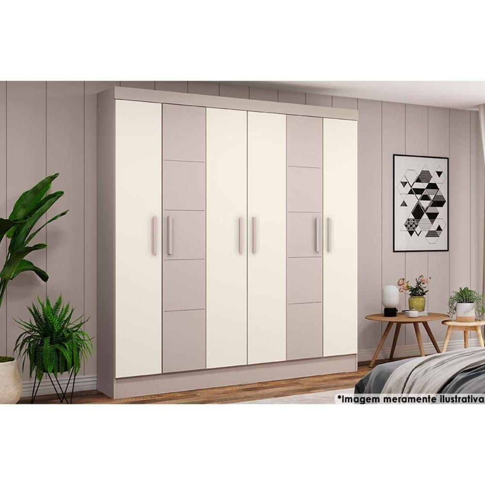 Guarda Roupa Casal 6 Portas E 2 Gavetas Briz B73 Cristal-off White - Henn