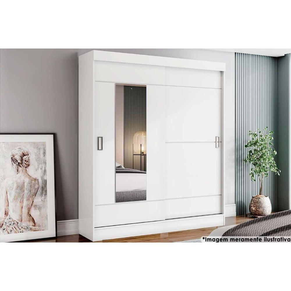 Guarda Roupa Casal 2 Portas De Correr (1 C- Espelho) E 2 Gavetas Briz B66 Branco - Henn