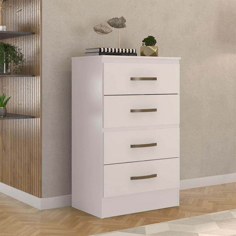 Cômoda Para Quarto 4 Gavetas Lisa Mdp Branco