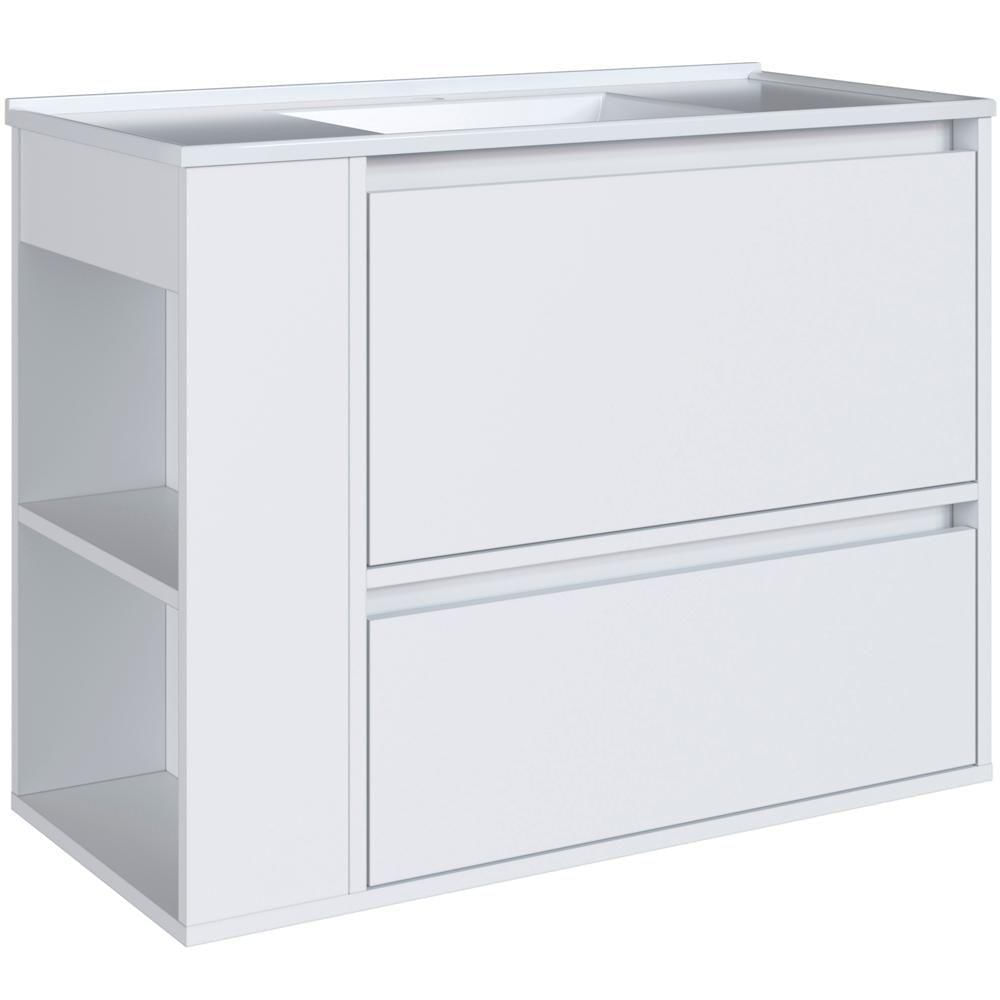 Gabinete Suspenso Com Lavatorio E Gavetao Bl2002 Branco Faem Branco