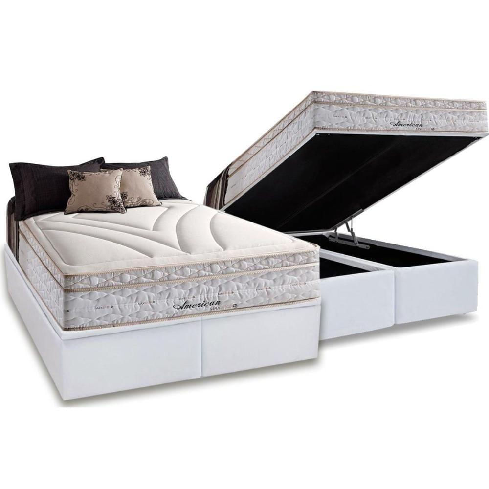 Cama Box Baú King: Colchão Molas Masterpocket Ensacadas Herval Maxspring American + Base Crc Courano White (193x203)