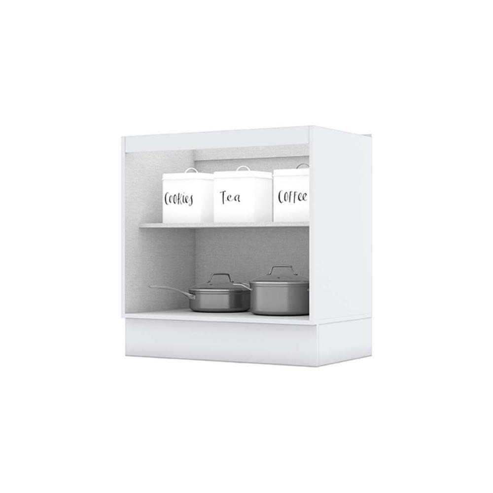 Gabinete De Cozinha Modulado Balcão Com Tampo Americana Com 2 Portas 80cm Branco