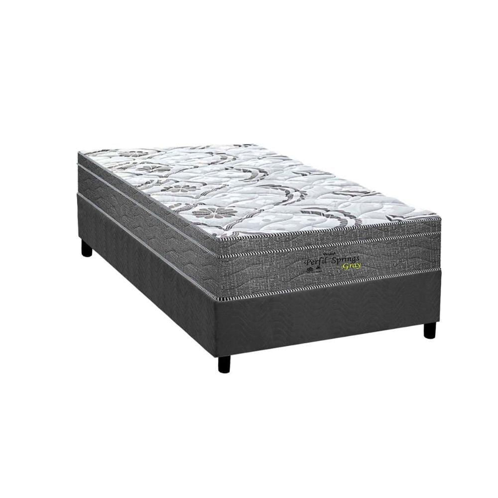 Conjunto Box Solteiro: Colchão Molas Probel Ensacadas Perfil + Base Crc Suede Gray (88x188)
