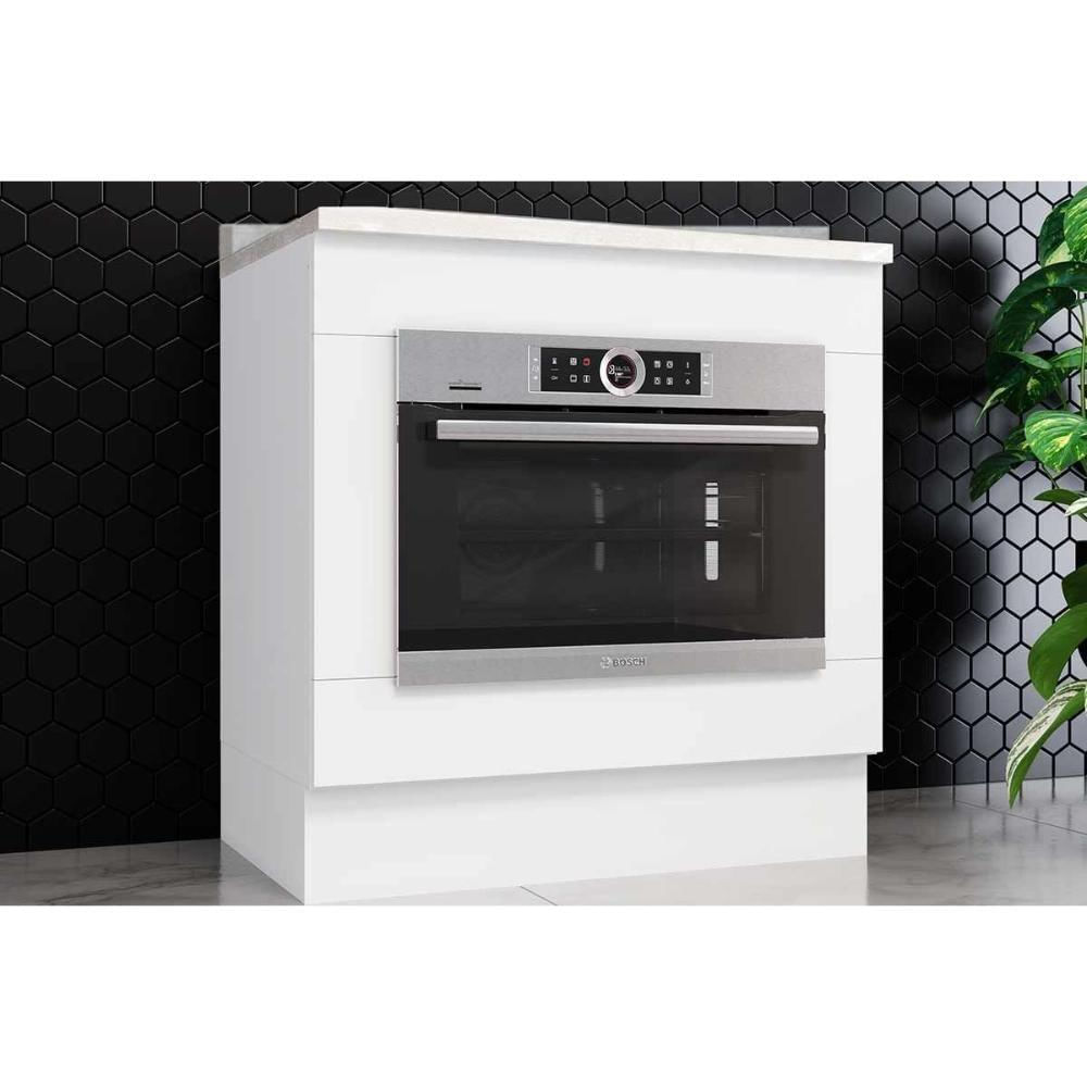 Gabinete De Cozinha Modulado Balcão Com Tampo Americana Para Forno De Embutir 80cm Branco