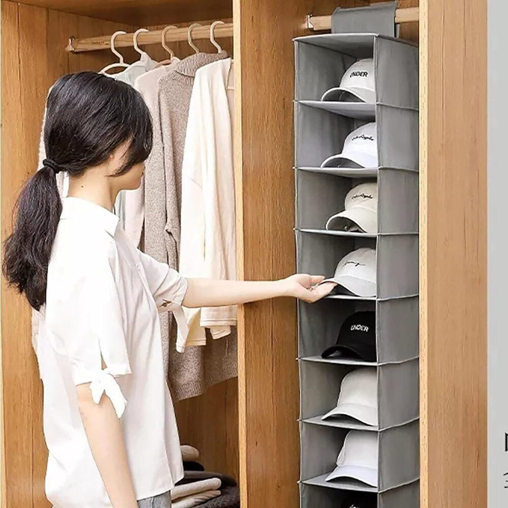 Sapateira Vertical Multiuso 10 Divisórias Prateleiras Organizador Cabideiro Para Armario Closet Cinza Linha Luxo