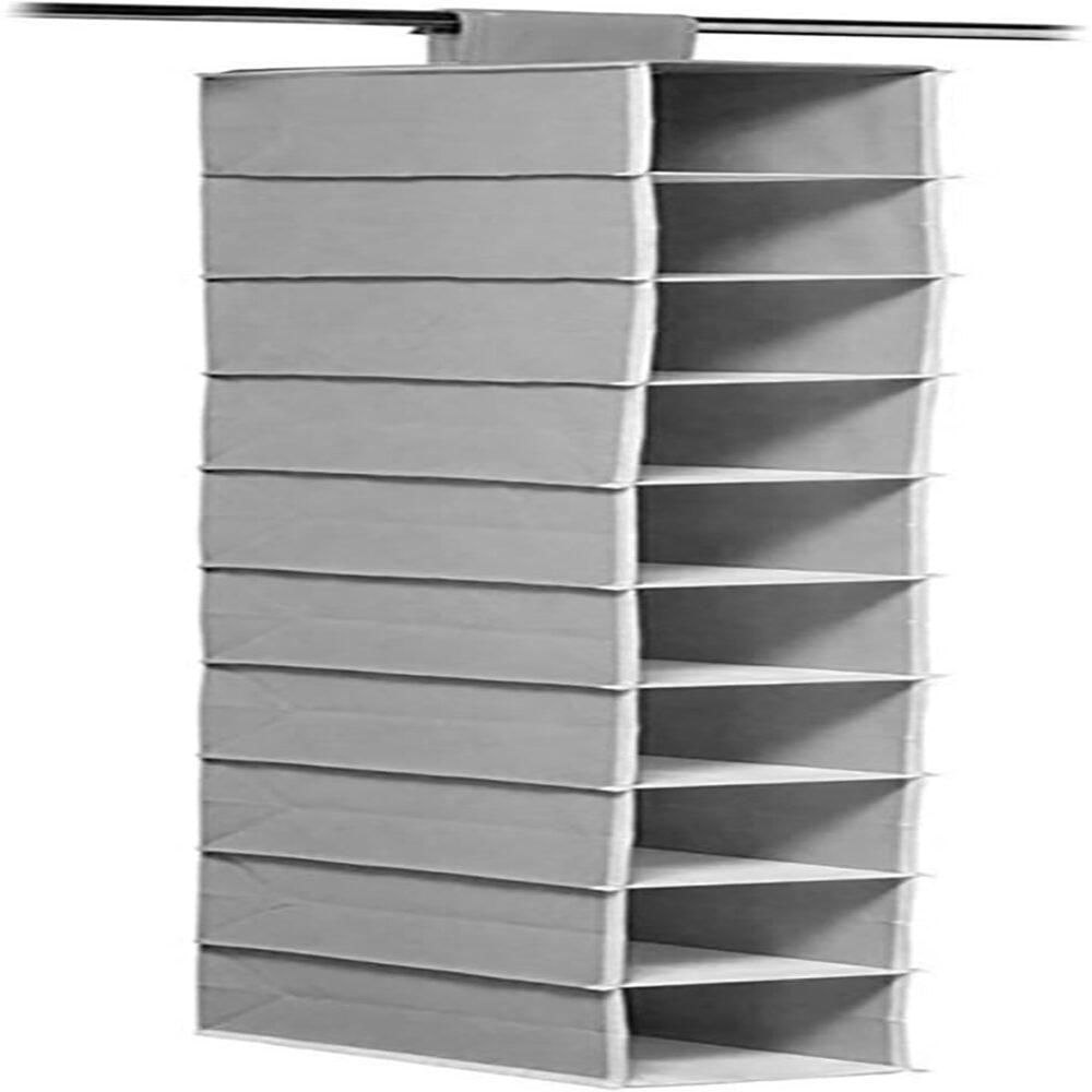 Sapateira Vertical Multiuso 10 Divisórias Prateleiras Organizador Cabideiro Para Armario Closet Cinza Linha Luxo