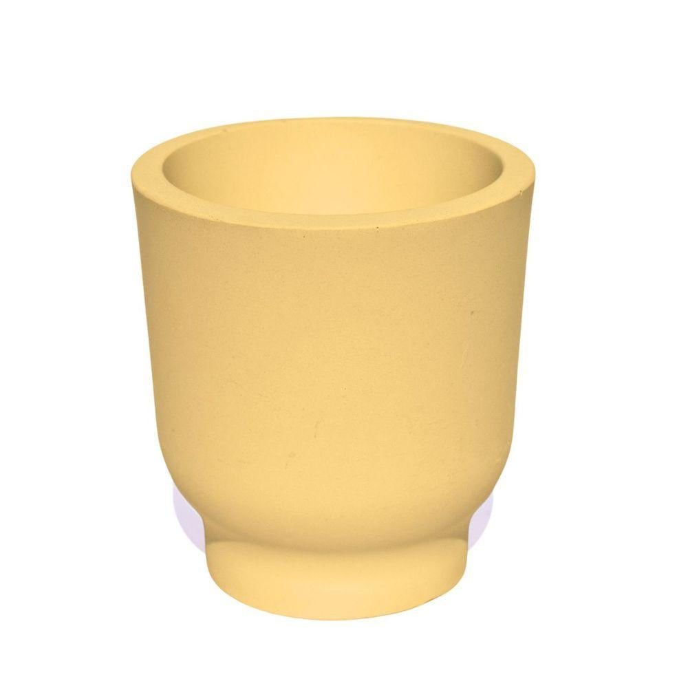 Vaso Decorativo Garrafa Invertida Lisa 8cm Cimento Artesanal Amarelo