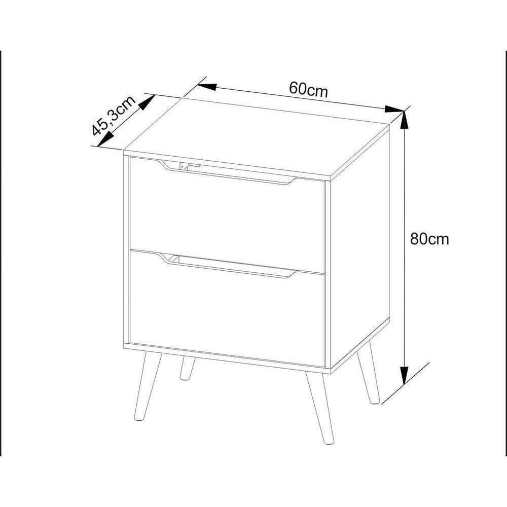 Gabinete De Banheiro C- Pés Bn3639 S- Cuba 2 Gavetas 60cm Branco - Tecno Mobili