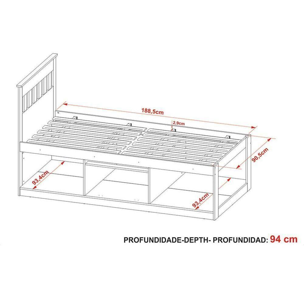 Cama Multifuncional Juvenil C- Nichos E Baú Cm8037 Branco - Tecno Mobili