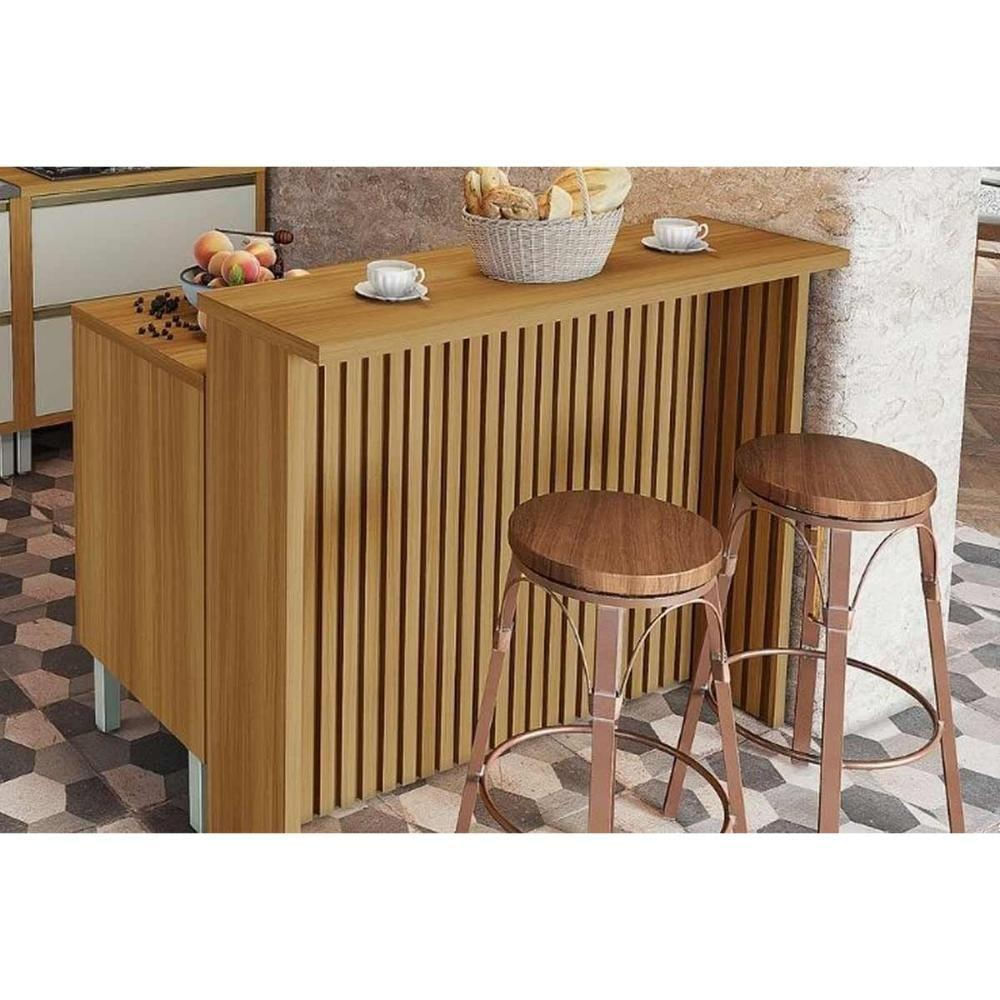 Balcão Ilha Cozinha Gourmet Marquesa Com 1 Porta E 3 Gavetas 120cm Nature Verde