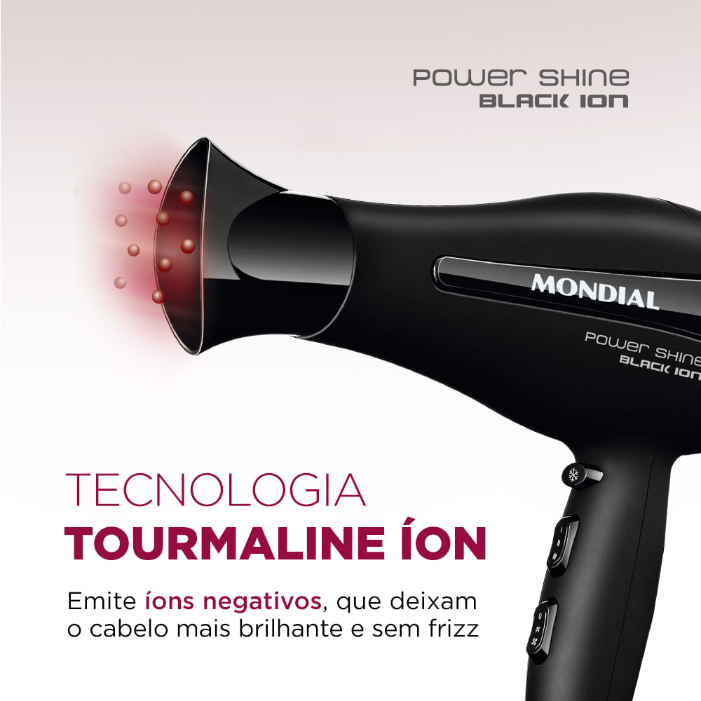 Secador de Cabelo Mondial Power Shine SC 13 Preto 2000W - 220V