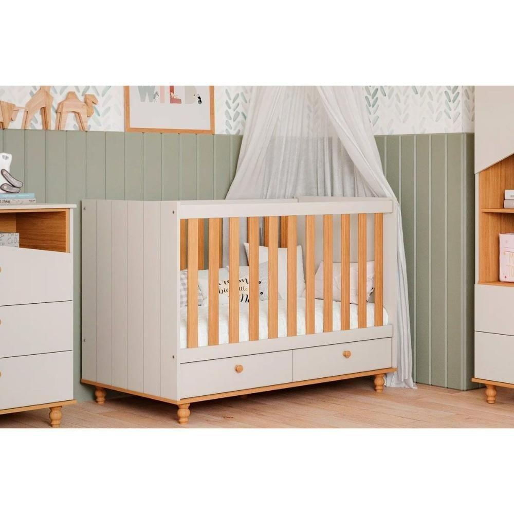 Berço Infantil Candy Off White-nature - Permóbili Baby