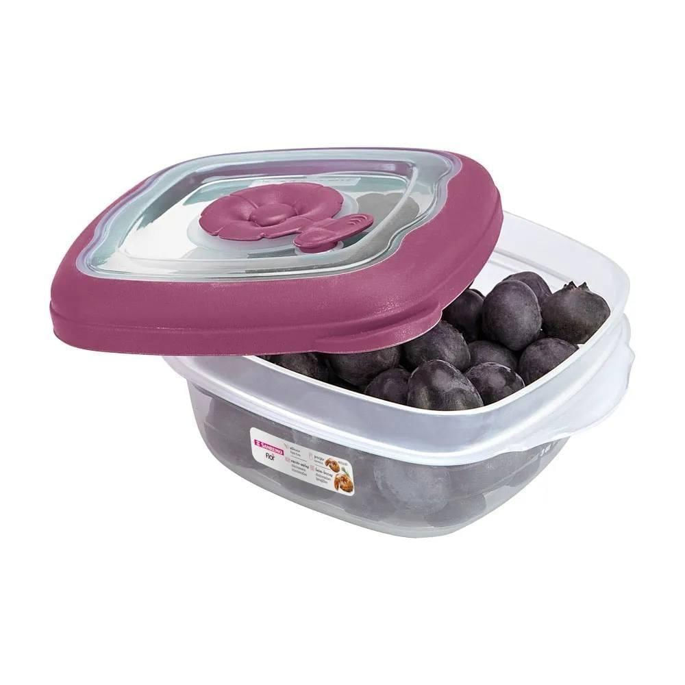 Kit 3 Potes Plásticos Quadrados Herméticos Açaí 280ml Flor Sanremo