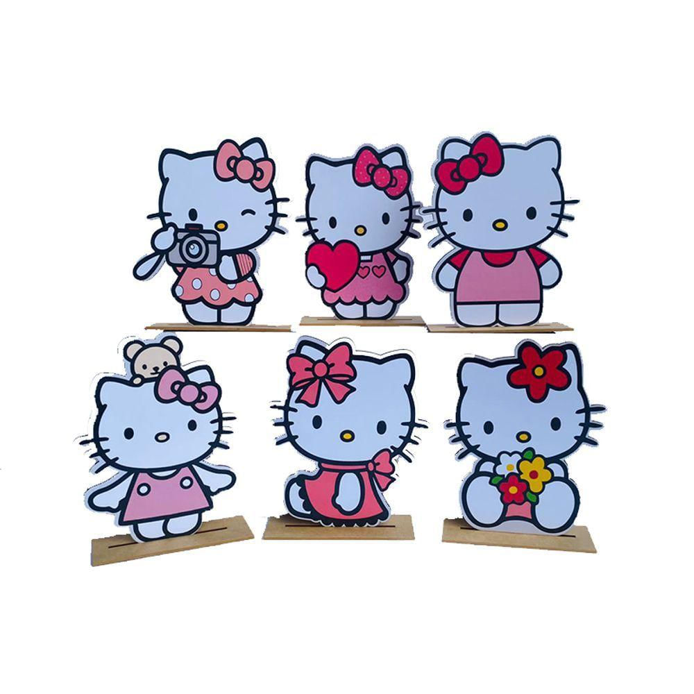 Kit Display De Mesa 9 Peças Para Festa Hello Kitty Mdf