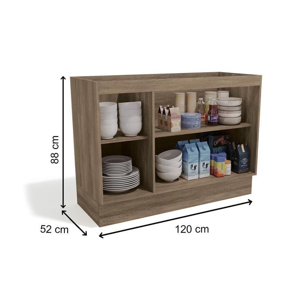 Balcão De Cozinha Modulado Maxxi G745 Com 2 Portas Sem Tampo 120cm Canela