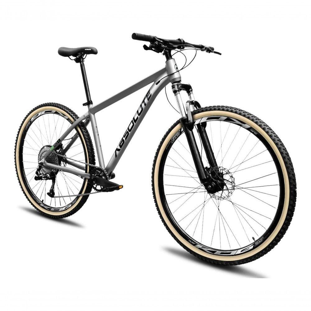 Bicicleta Aro 29 Absolute Nero 5 12v Garfo Trava No Guidão Freios Hidráulicos Com Pneu Faixa Cinza Tam 21