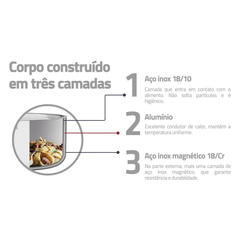 Frigideira Tramontina Grano Em Aço Inox 26 Cm 2,2 L