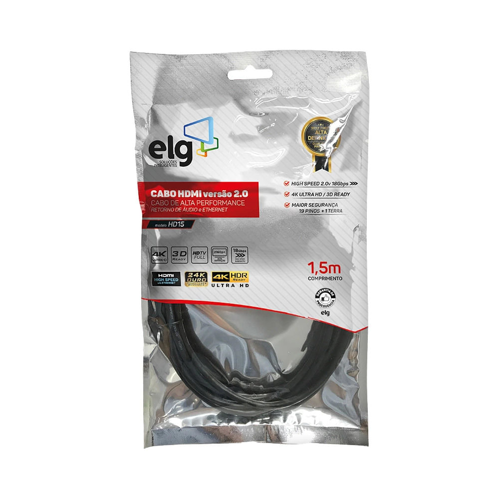 Cabo HDMI ELG 2.0V 3D Ready 4K 1,5m