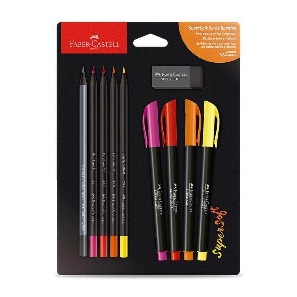 Kit Supersoft Cores Quentes Faber-Castell C-10 Pçs