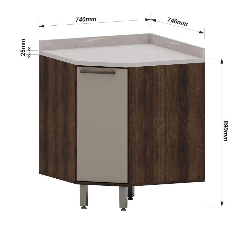 Balcão De Cozinha Com Tampo Canto Diagonal 1 Porta Luna Luciane Móveis