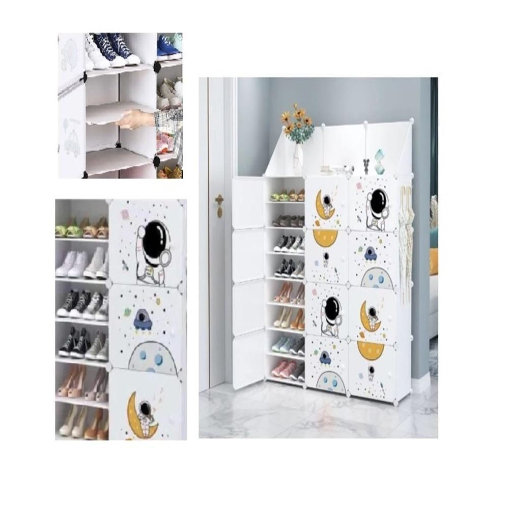 Armario Infantil Sapateira Guarda Roupa Modular 12 Portas Organizador Brinquedos 25 Prateleiras