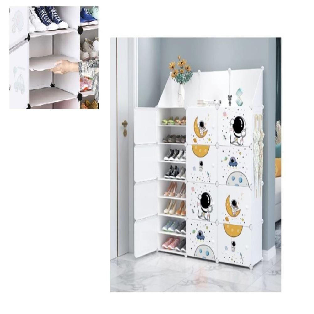 Armario Infantil Sapateira Guarda Roupa Modular 12 Portas Organizador Brinquedos 25 Prateleiras