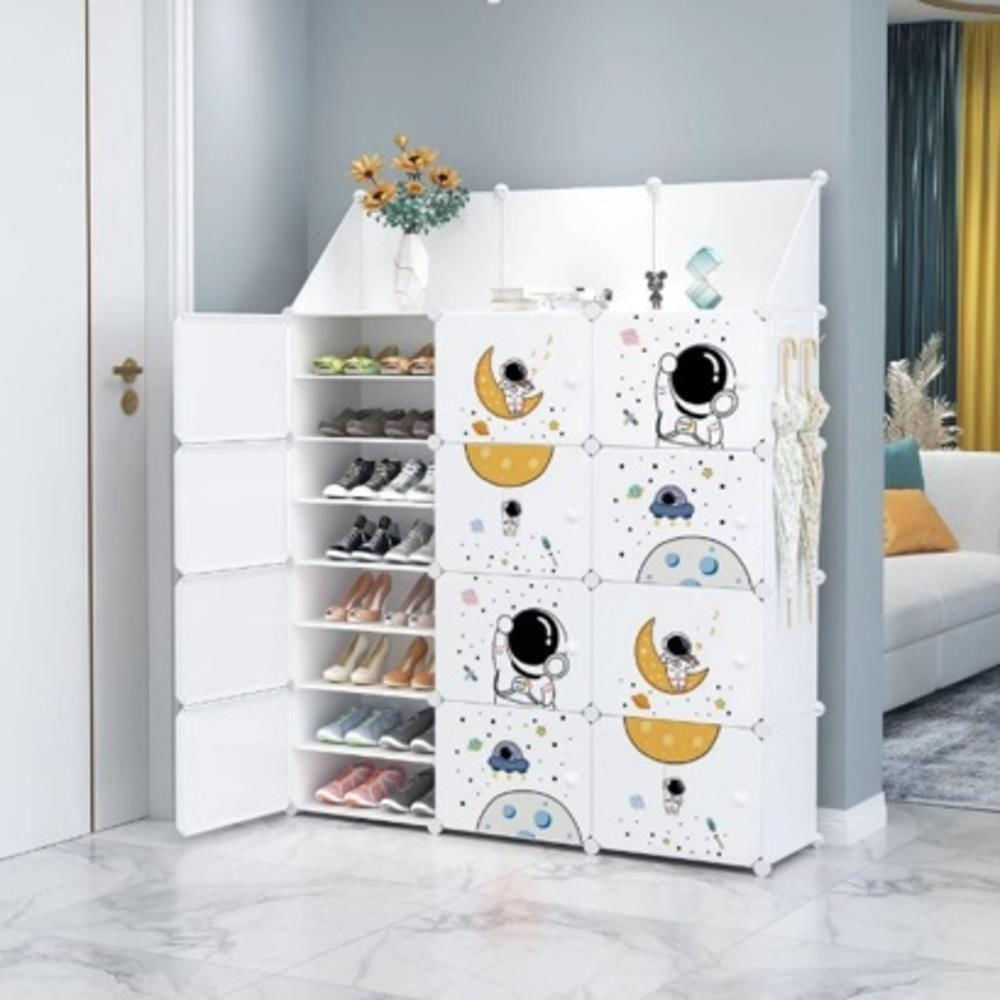 Armario Infantil Sapateira Guarda Roupa Modular 12 Portas Organizador Brinquedos 25 Prateleiras