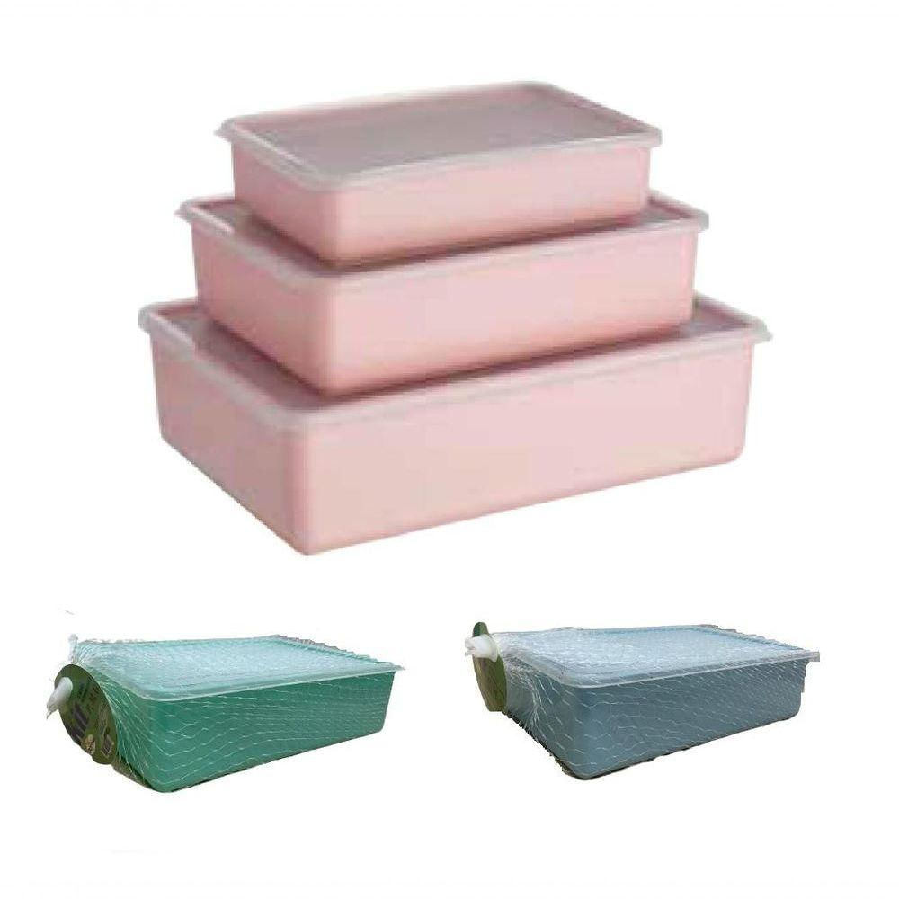 Kit 3 Potes Porta Alimentos Mantimentos Freezer Microondas Multi Tamanhos Marmita Fitness Lancheira Cor:rosa