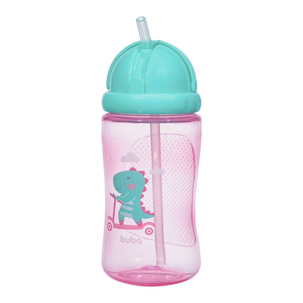 Garrafinha Infantil Buba Dino Patinete Rosa 400ml