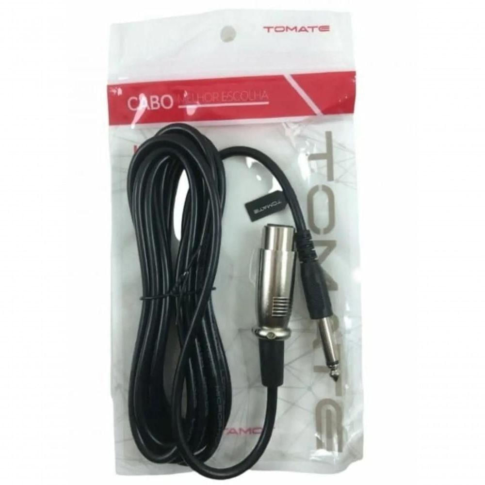 Cabo De Microfone Conexão P10 Macho X Xlr Fêmea 5m Tomate