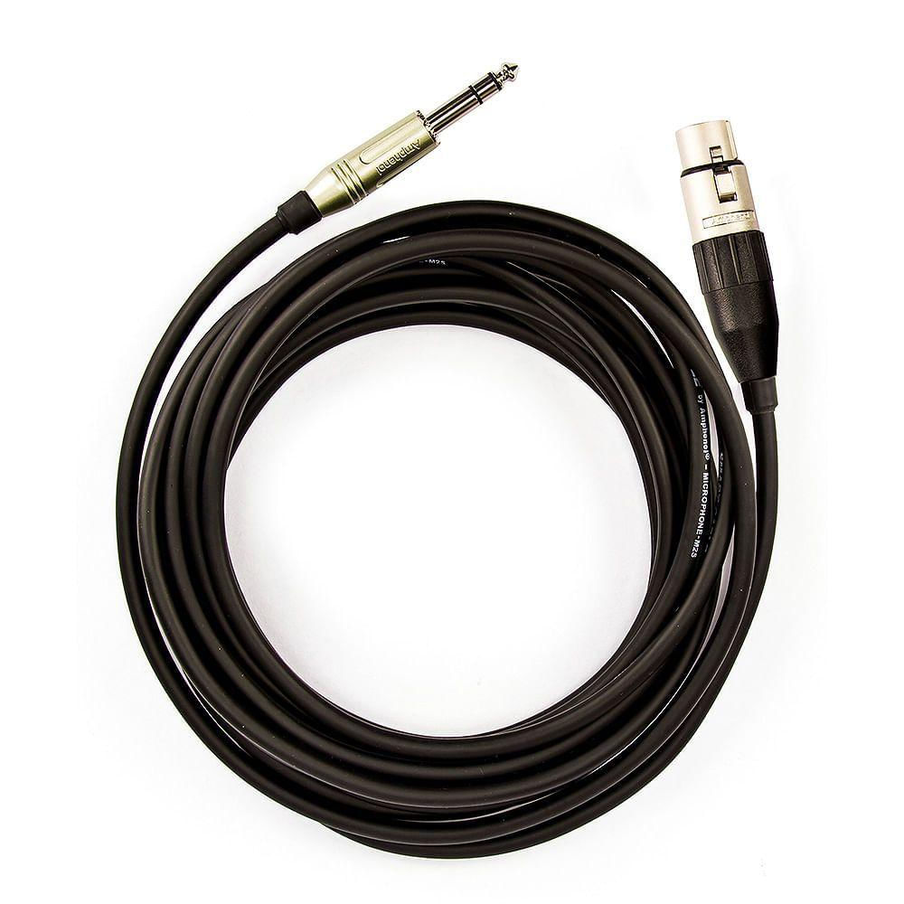 Cabo De Microfone P10 Estereo Para Xlr Femea Amphenol - 3 Metros