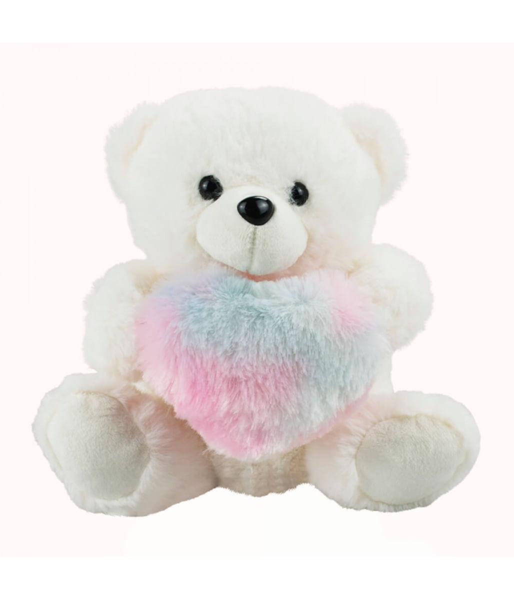 Urso Branco Coração 19cm - Pelúcia - Tudo em  Caixa