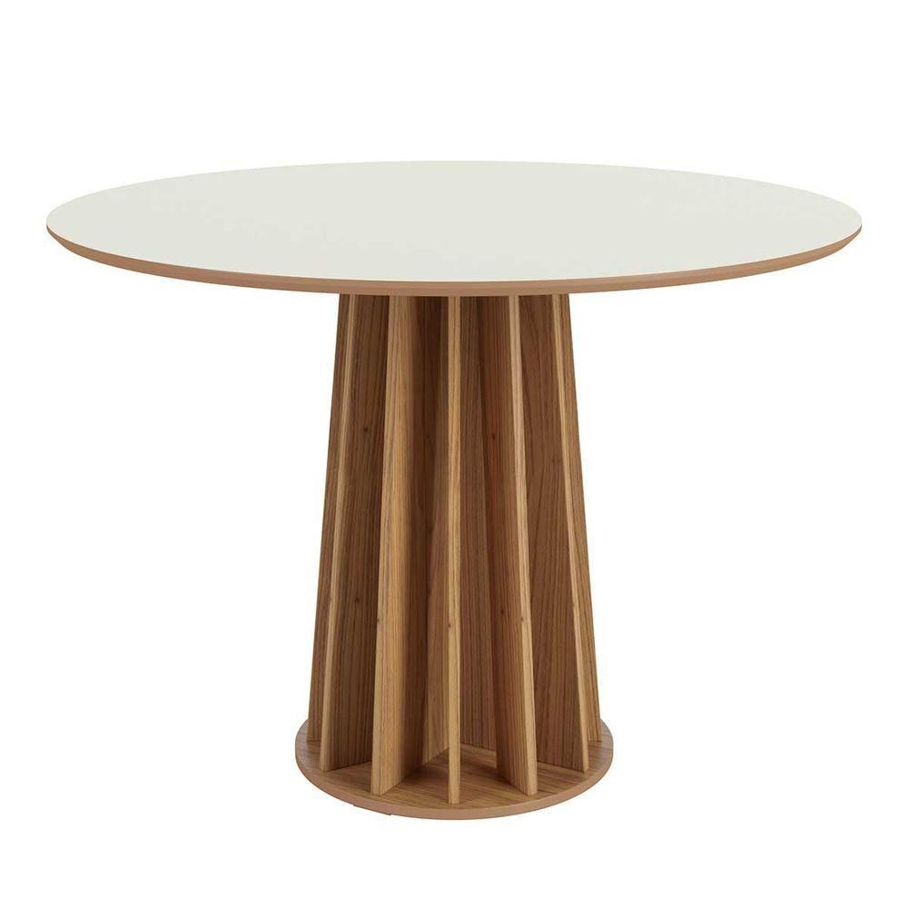 Mesa De Jantar Redonda 105cm Em Mdf Freijó Off White Dalla Costa